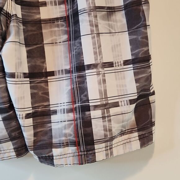 Speedo Swim Trunks Shorts Bathing Suit Lined Black/White Men's Sz Large EUC NICE - Picture 10 of 12